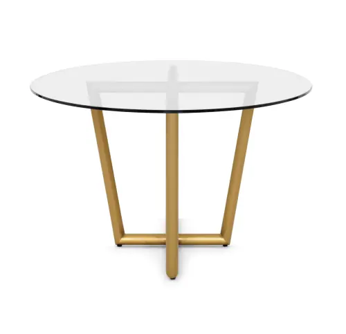 Modern Oval Dining Table - Glass/Brass