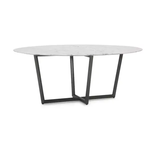 Modern Oval Dining Table - White/Pewter