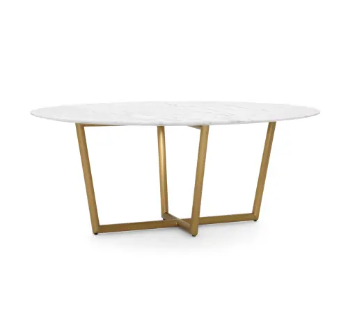 Modern Oval Dining Table - White/Brass
