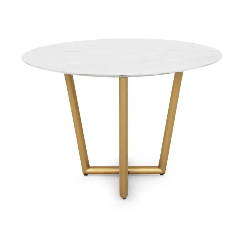 Modern Oval Dining Table - White/Brass