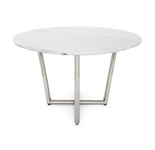 Modern Oval Dining Table - White/Steel
