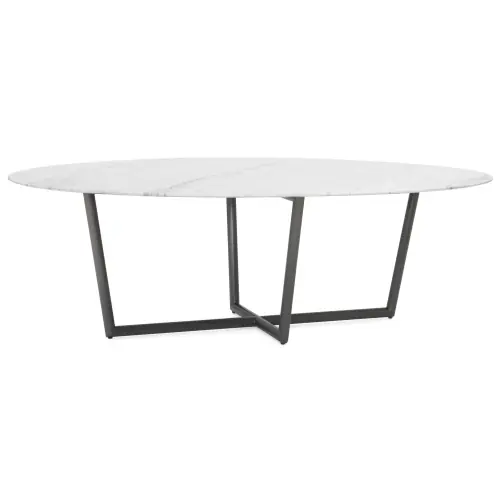 Modern Oval Dining Table - White/Pewter