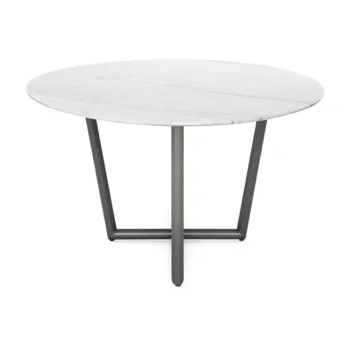 Modern Oval Dining Table - White/Pewter