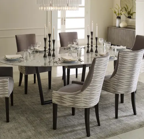 Modern Oval Dining Table - White/Pewter