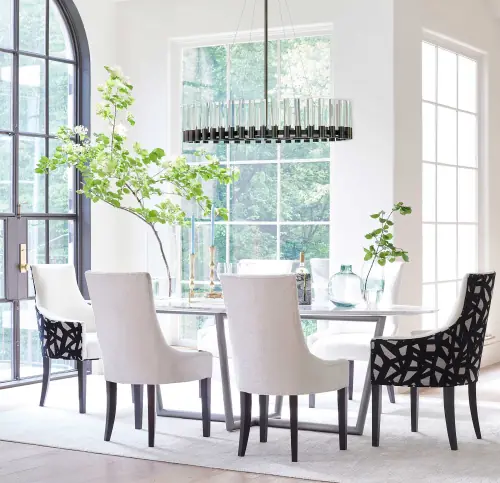 Modern Oval Dining Table - White/Pewter