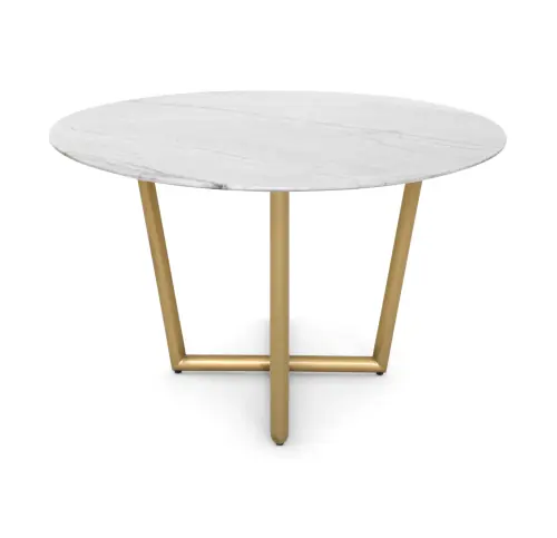 Modern Oval Dining Table - White/Brass