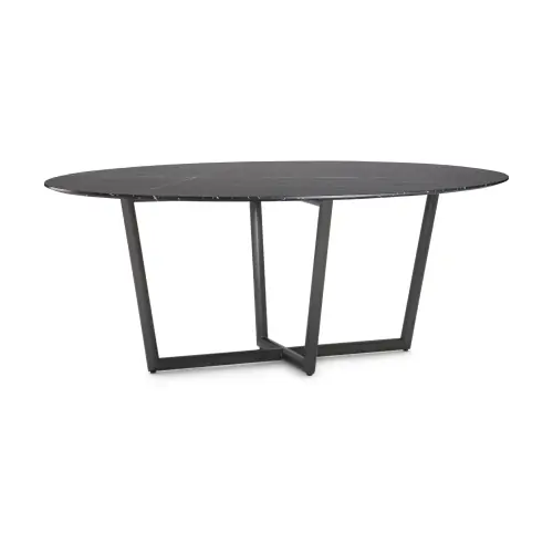 Modern Oval Dining Table - Black/Pewter