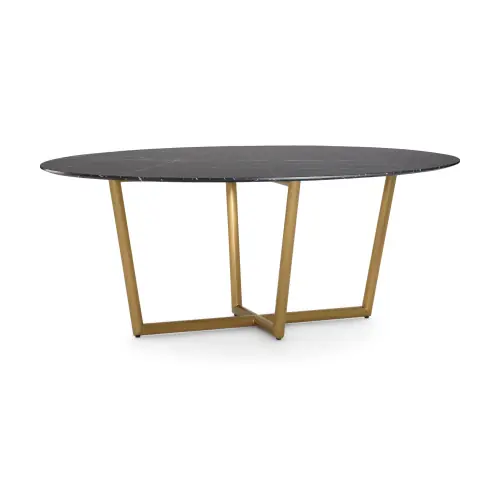 Modern Oval Dining Table - Black/Brass