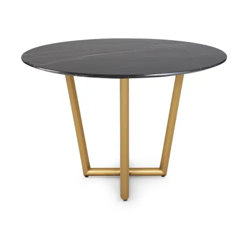 Modern Oval Dining Table - Black/Brass