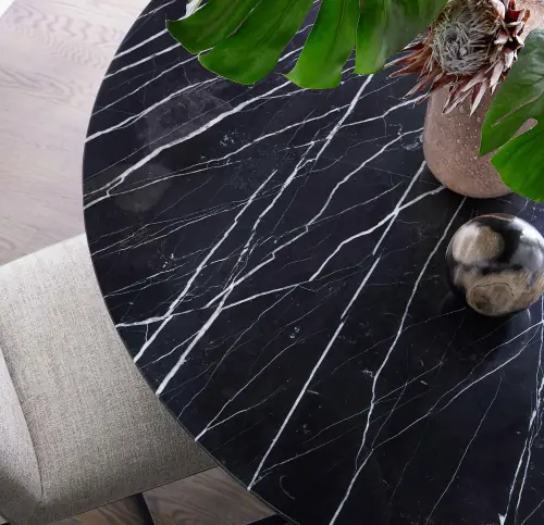 Modern Round Dining Table - Black/Pewter