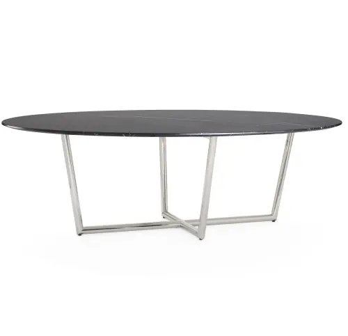 Modern Oval Dining Table - Black/Steel