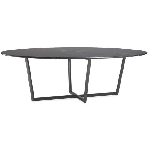 Modern Oval Dining Table - Black/Pewter