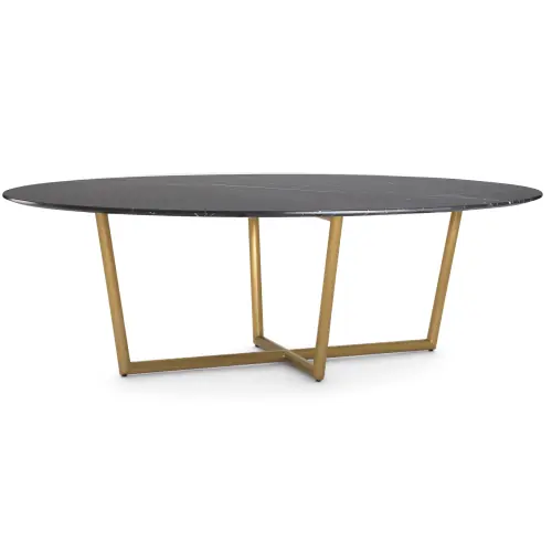 Modern Oval Dining Table - Black/Brass