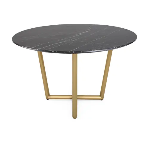 Modern Oval Dining Table - Black/Brass