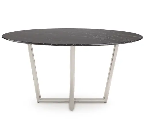 Modern Round Dining Table - Black/Steel