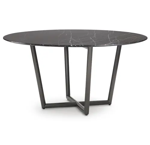 Modern Round Dining Table - Black/Pewter
