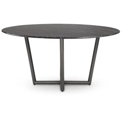 Modern Round Dining Table - Black/Pewter