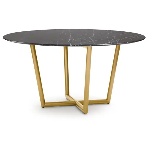Modern Round Dining Table - Black/Brass