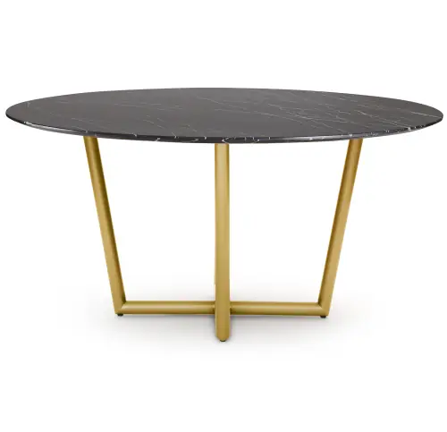 Modern Round Dining Table - Black/Brass