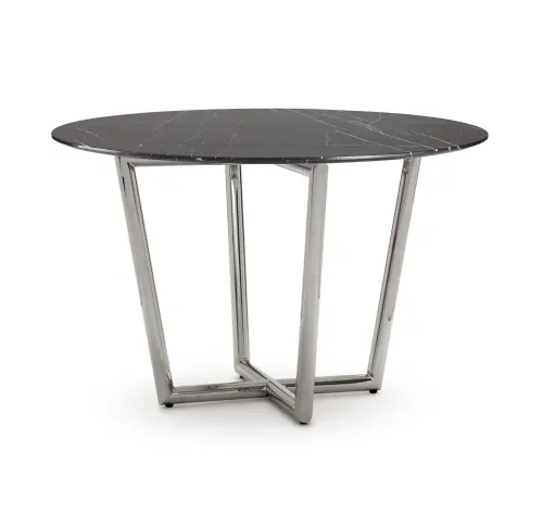 Modern Round Dining Table - Black/Steel