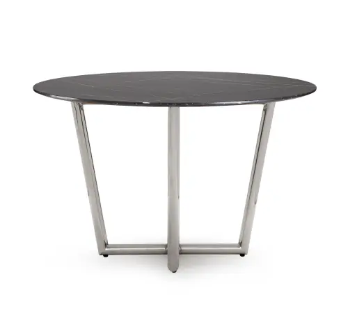 Modern Round Dining Table - Black/Steel
