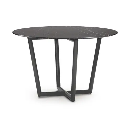 Modern Round Dining Table - Black/Pewter