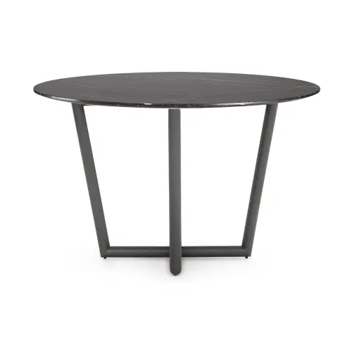 Modern Round Dining Table - Black/Pewter