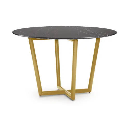 Modern Round Dining Table - Black/Brass