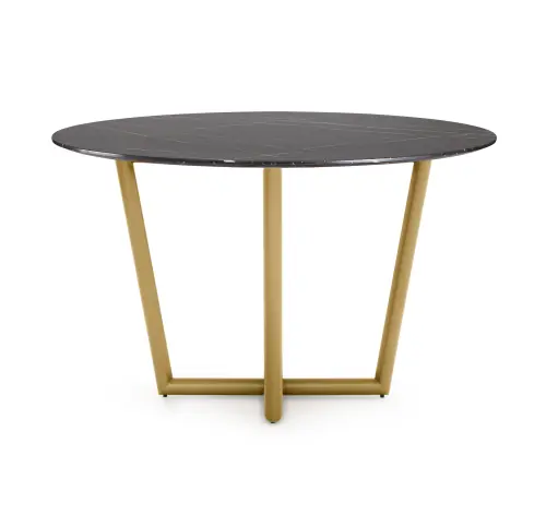 Modern Round Dining Table - Black/Brass
