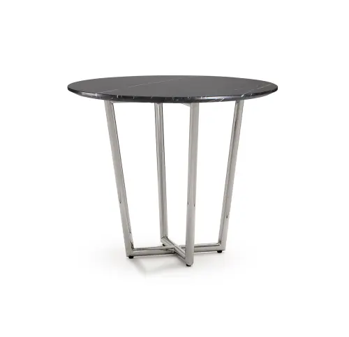 Modern Round Dining Table - Black/Steel