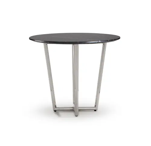 Modern Round Dining Table - Black/Steel
