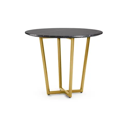 Modern Round Dining Table - Black/Brass