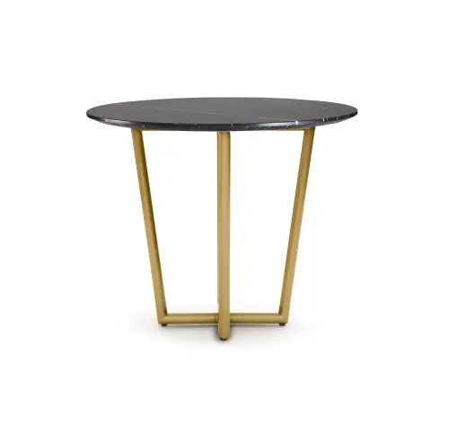 Modern Round Dining Table - Black/Brass