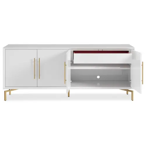 Ming Media Cabinet - White/Brass