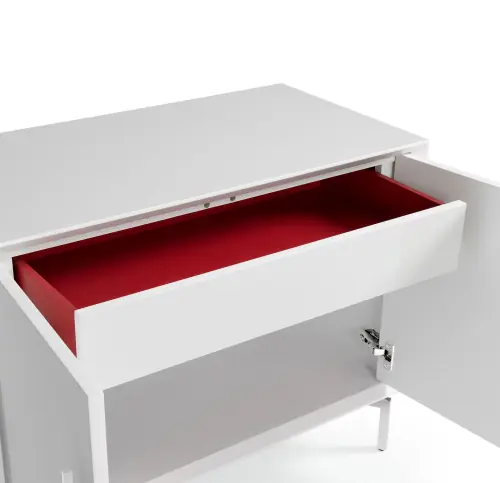 Ming Media Cabinet - White/Steel