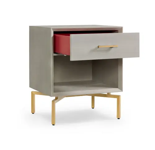 Ming Nightstand - Gray/Brass