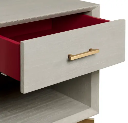 Ming Nightstand - Gray/Brass