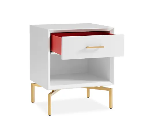 Ming Nightstand - White/Brass