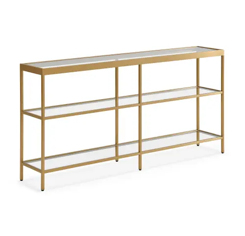 Vienna Medium Low Bookcase - Brushed Brass Base