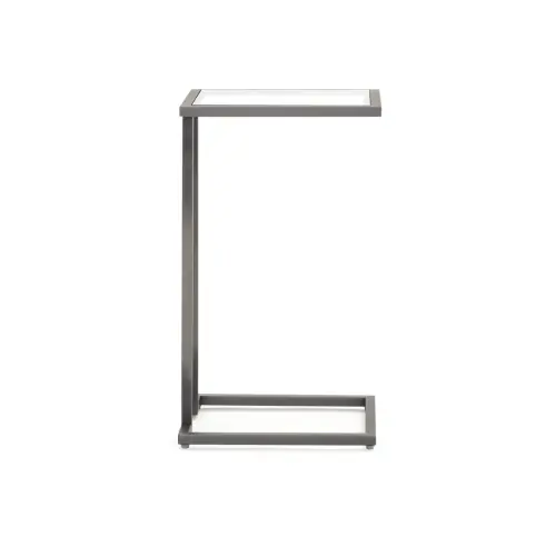 Vienna Pull-Up Table - Glass/Pewter