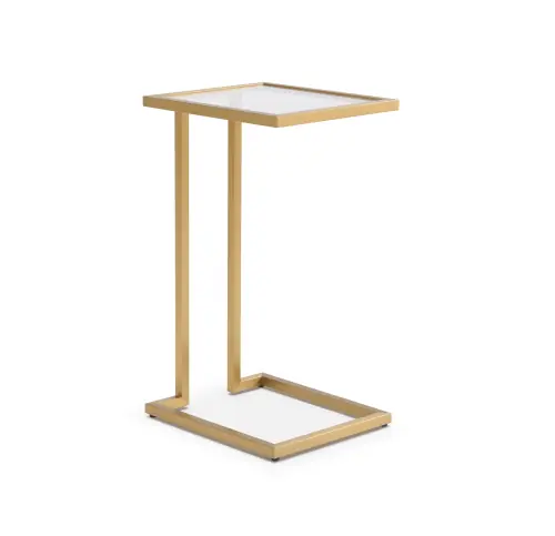 Vienna Pull-Up Table - Glass/Brushed Brass