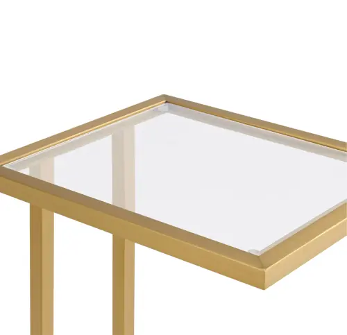 Vienna Pull-Up Table - Glass/Brushed Brass