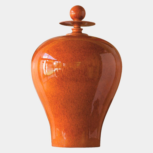 Happy Temple Jar-Orange-Tall