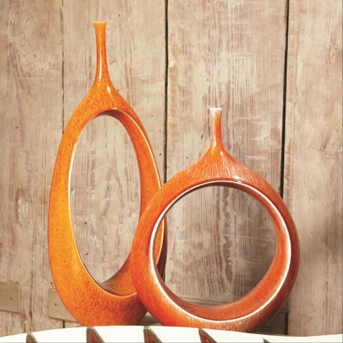 Open Ring Vase-Orange