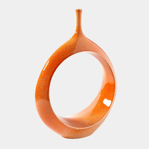 Open Oval Ring Vase-Orange