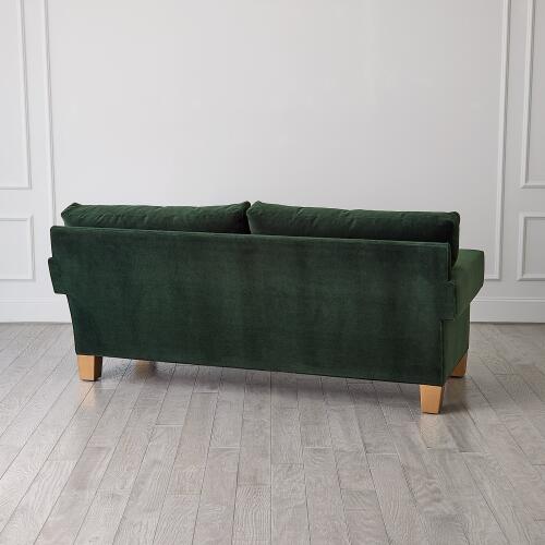 Square Arm Sofa-Green Velvet