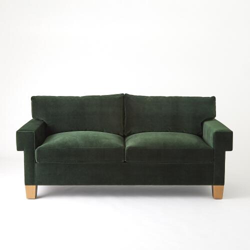 Square Arm Sofa-Green Velvet