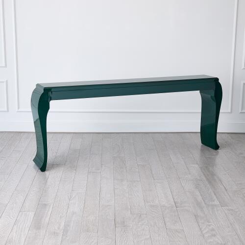 Sliced Cabriole Console-Green Lacquer