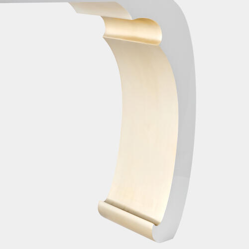 Mei Slice Console-Ivory Gloss/Rose Silver Leaf