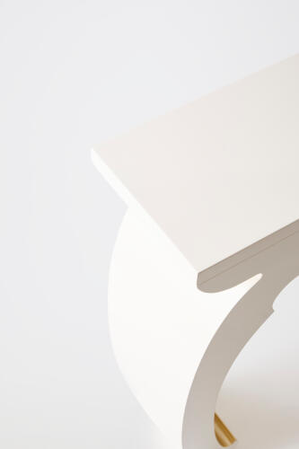 Chinoise Slice Console-Ivory/Rose Silver Leaf